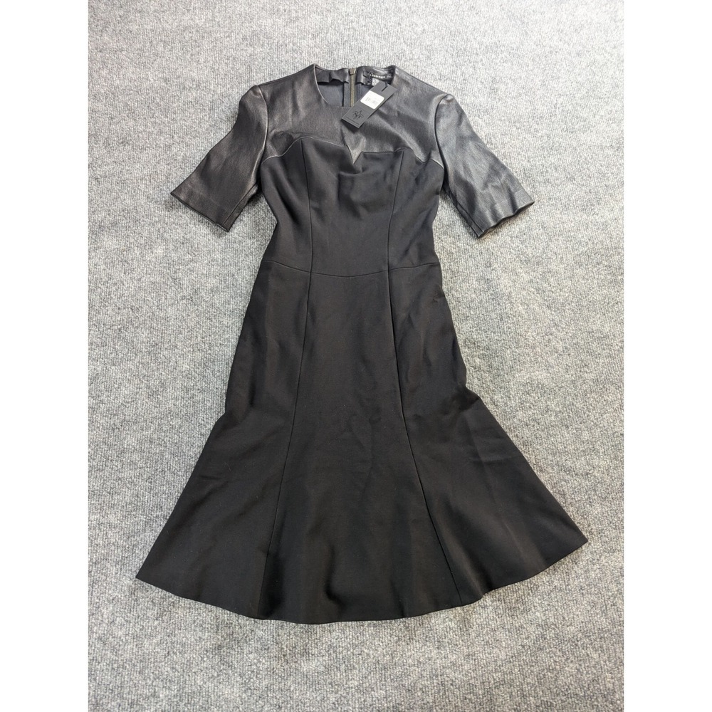 Mackage Dress Womens 0 Bodycon Black Leather Rayon Short Sleeve Delucia NWT